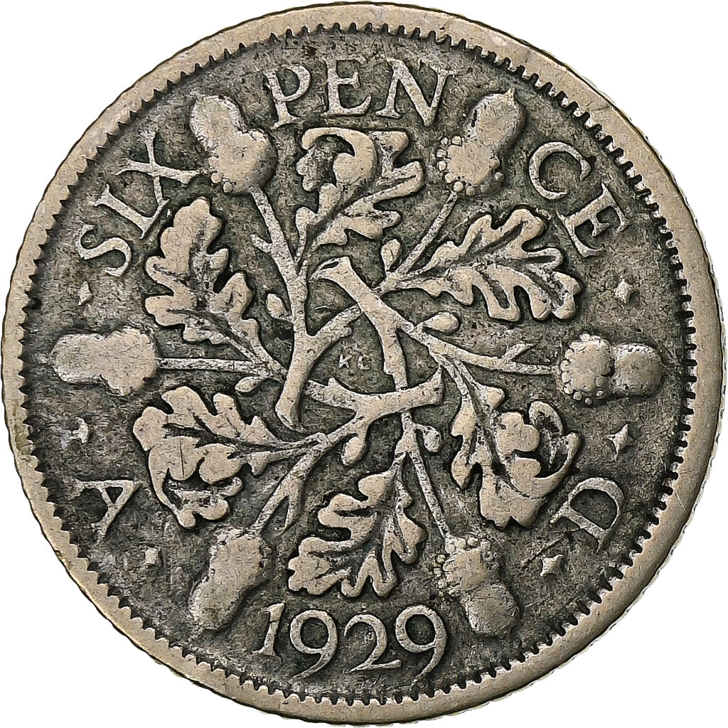 Great Britain, George V, 6 Pence, 1929, Silver, VF(30-35), KM:832