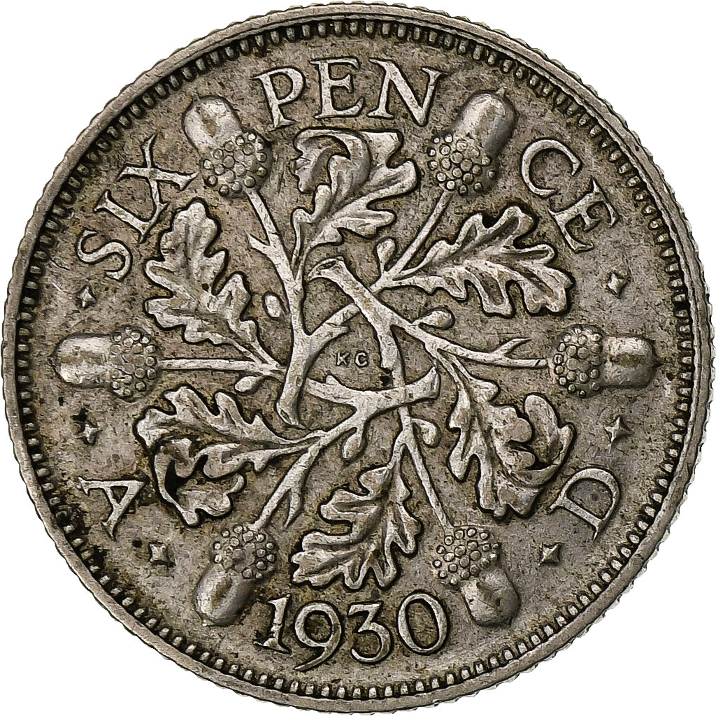 Great Britain, George V, 6 Pence, 1930, Silver, EF(40-45), KM:832