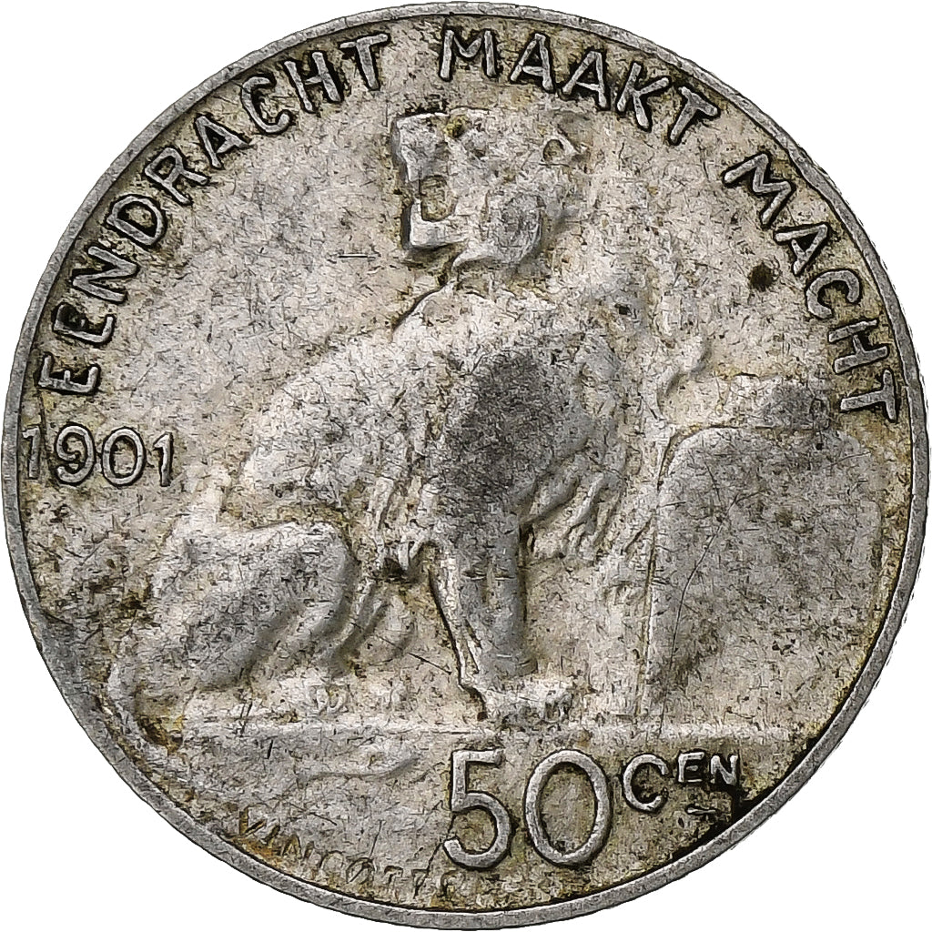 Belgien, Leopold II, 50 Centimes, 1901, Silber, S+, KM:51