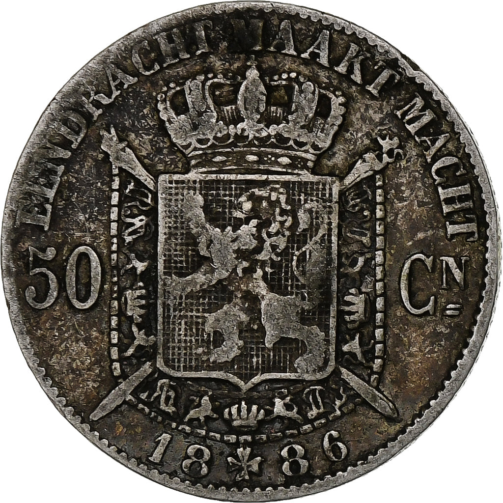 Bélgica, Leopold II, 50 Centimes, 1886, Prata, VF(30-35), KM:27