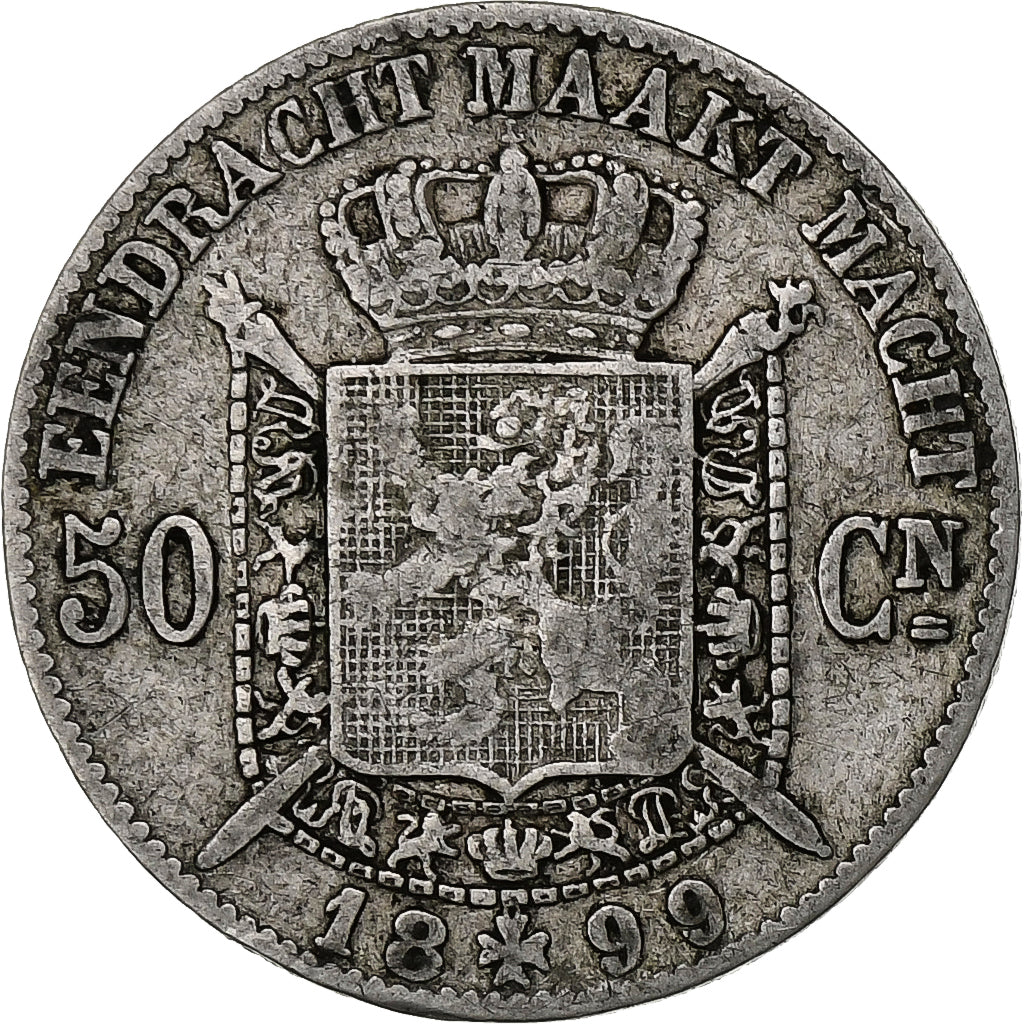 Belgio, Leopold II, 50 Centimes, 1899, Argento, MB, KM:27