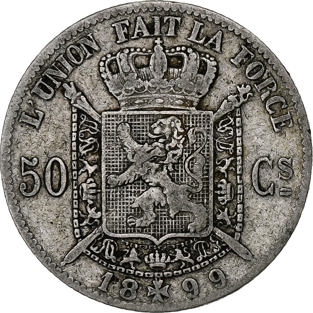 Belgien, Leopold II, 50 Centimes, 1899, Silber, S, KM:26