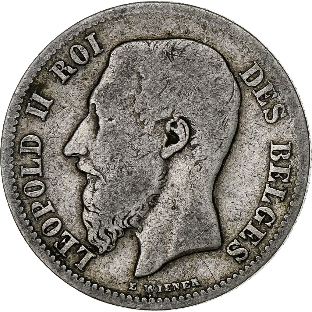 België, Leopold II, 50 Centimes, 1898, Zilver, FR, KM:26