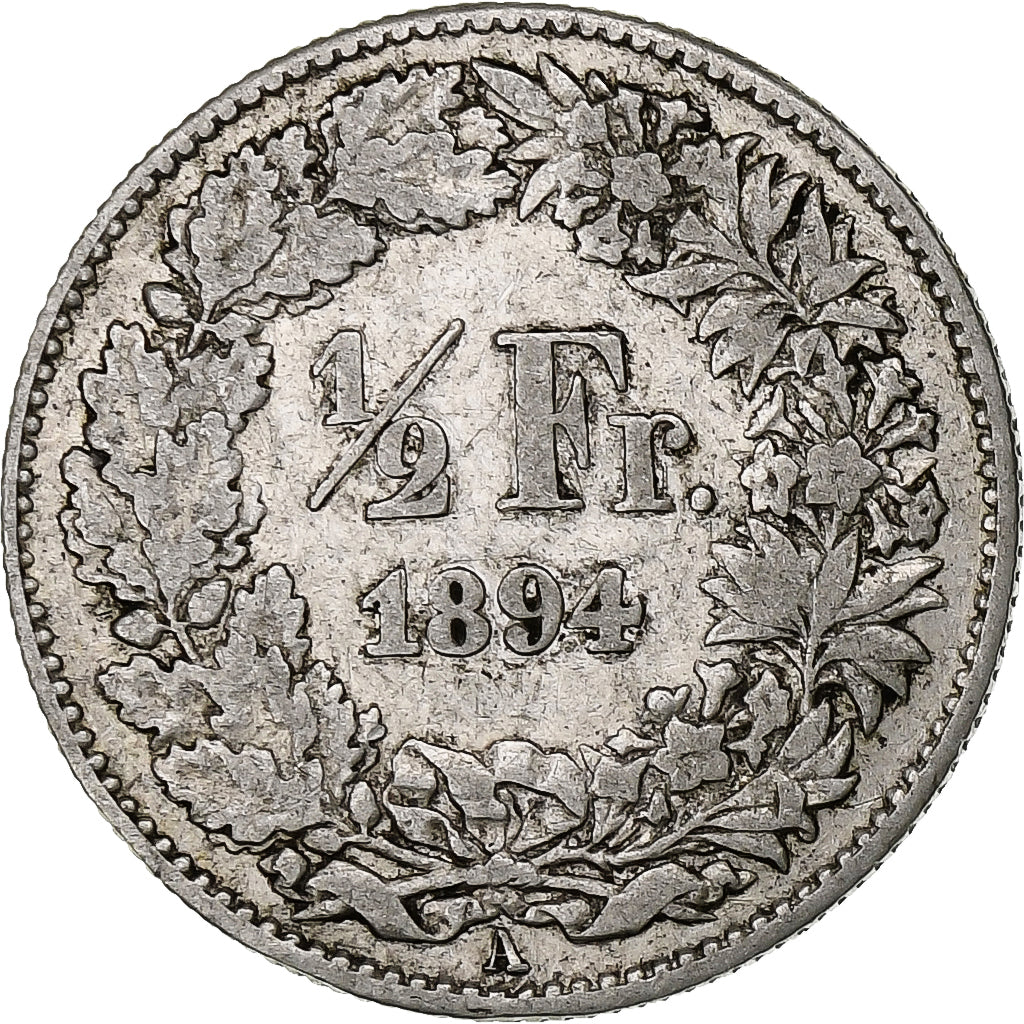 Switzerland, 1/2 Franc, 1894, Paris, Silver, VF(20-25), KM:23
