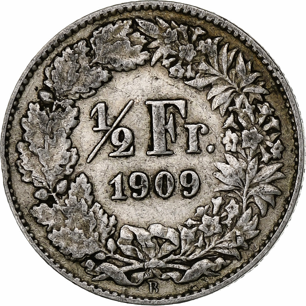 Switzerland, 1/2 Franc, 1909, Bern, Silver, VF(30-35), KM:23