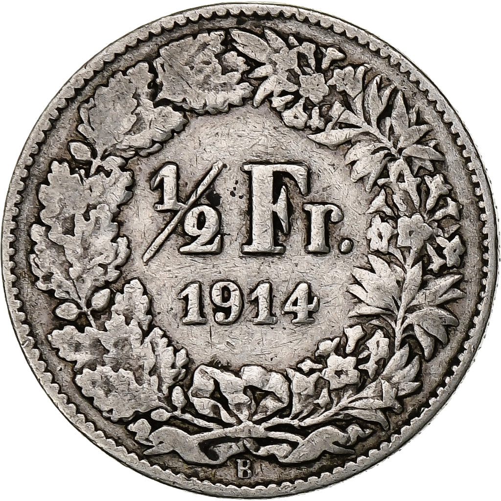 Switzerland, 1/2 Franc, 1914, Bern, Silver, VF(30-35), KM:23