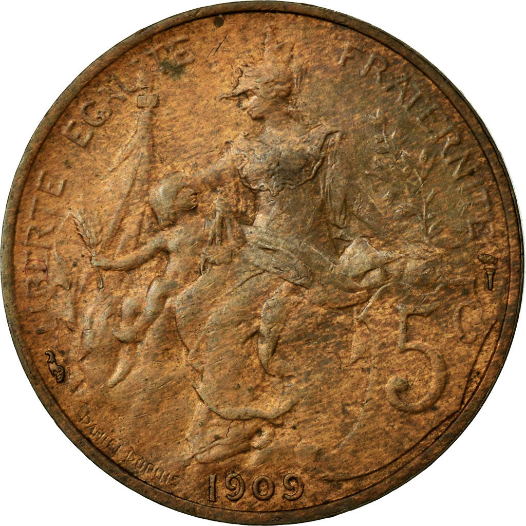 Coin, France, Dupuis, 5 Centimes, 1909, MS(60-62), Bronze, Gadoury:165