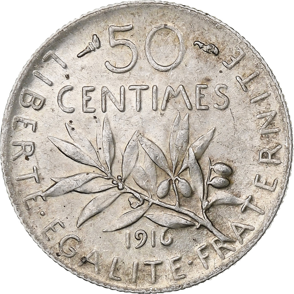 Frankreich, 50 Centimes, Semeuse, 1916, Paris, Silber, VZ, Gadoury:420, KM:854