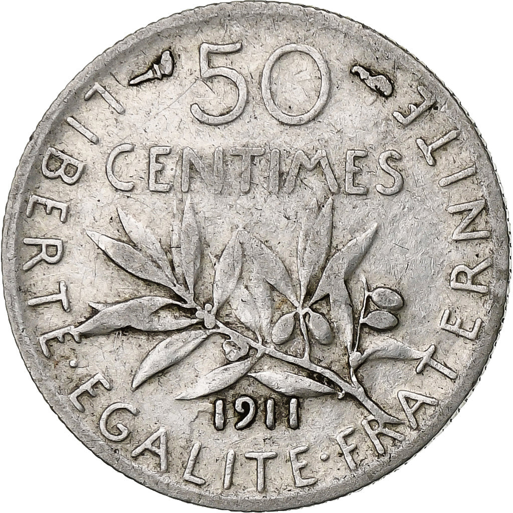 Frankreich, 50 Centimes, Semeuse, 1911, Paris, Silber, S, Gadoury:420, KM:854