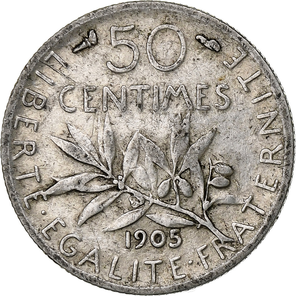 Frankreich, 50 Centimes, Semeuse, 1905, Paris, Silber, S+, Gadoury:420, KM:854