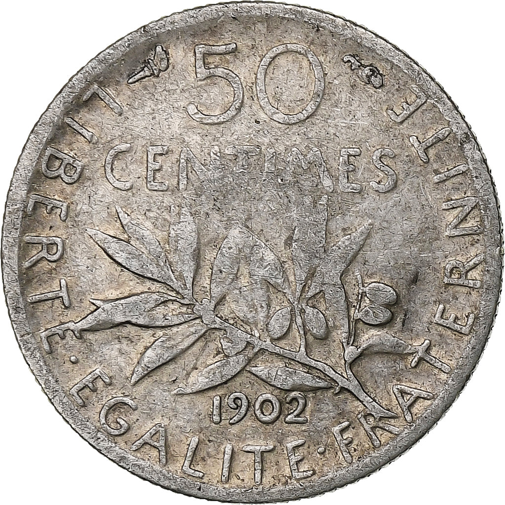 Frankreich, 50 Centimes, Semeuse, 1902, Paris, Silber, SGE+, Gadoury:420, KM:854