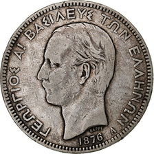 Greece, George I, 5 Drachmai, 1876, Paris, Silver, VF(30-35), KM:46