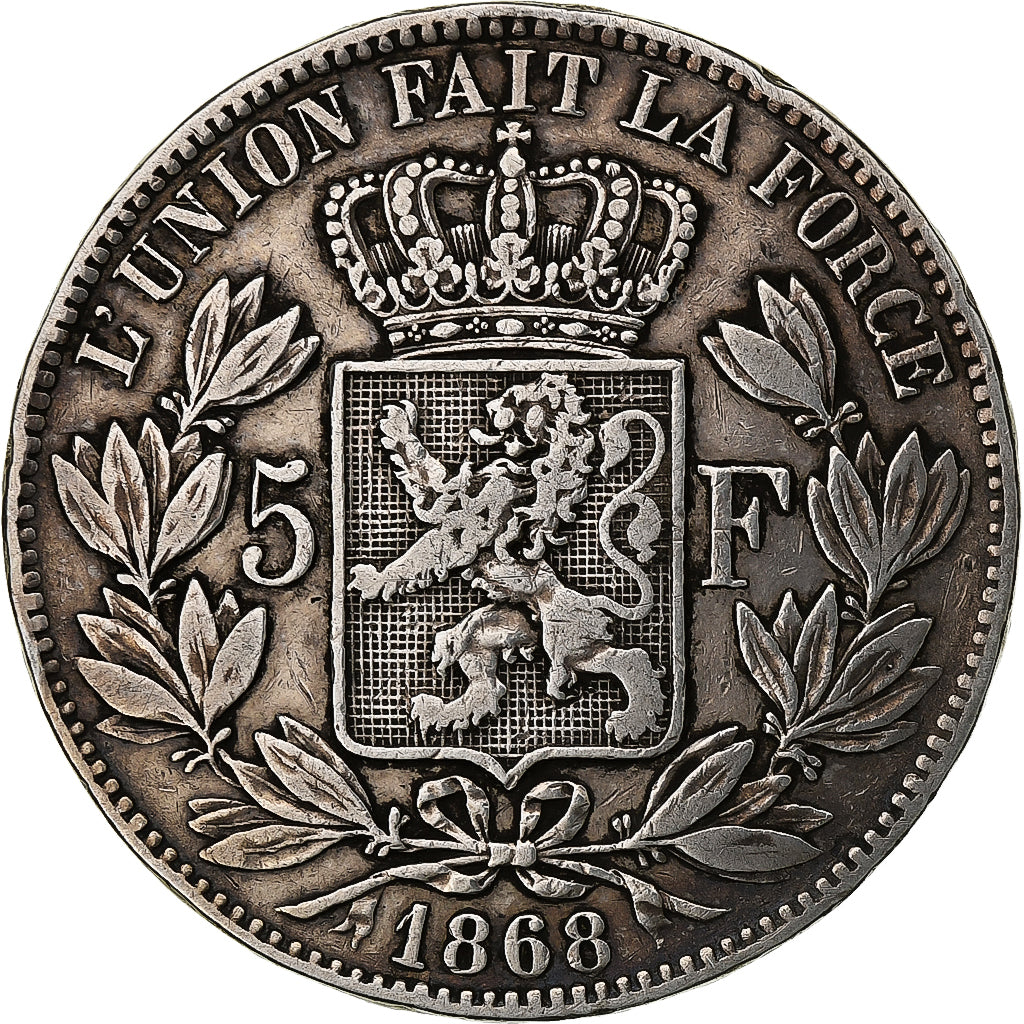 Belgium, Leopold II, 5 Francs, 5 Frank, 1868, Silver, VF(30-35), KM:24
