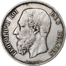 België, Leopold II, 5 Francs, 5 Frank, 1870, Zilver, ZF, KM:24
