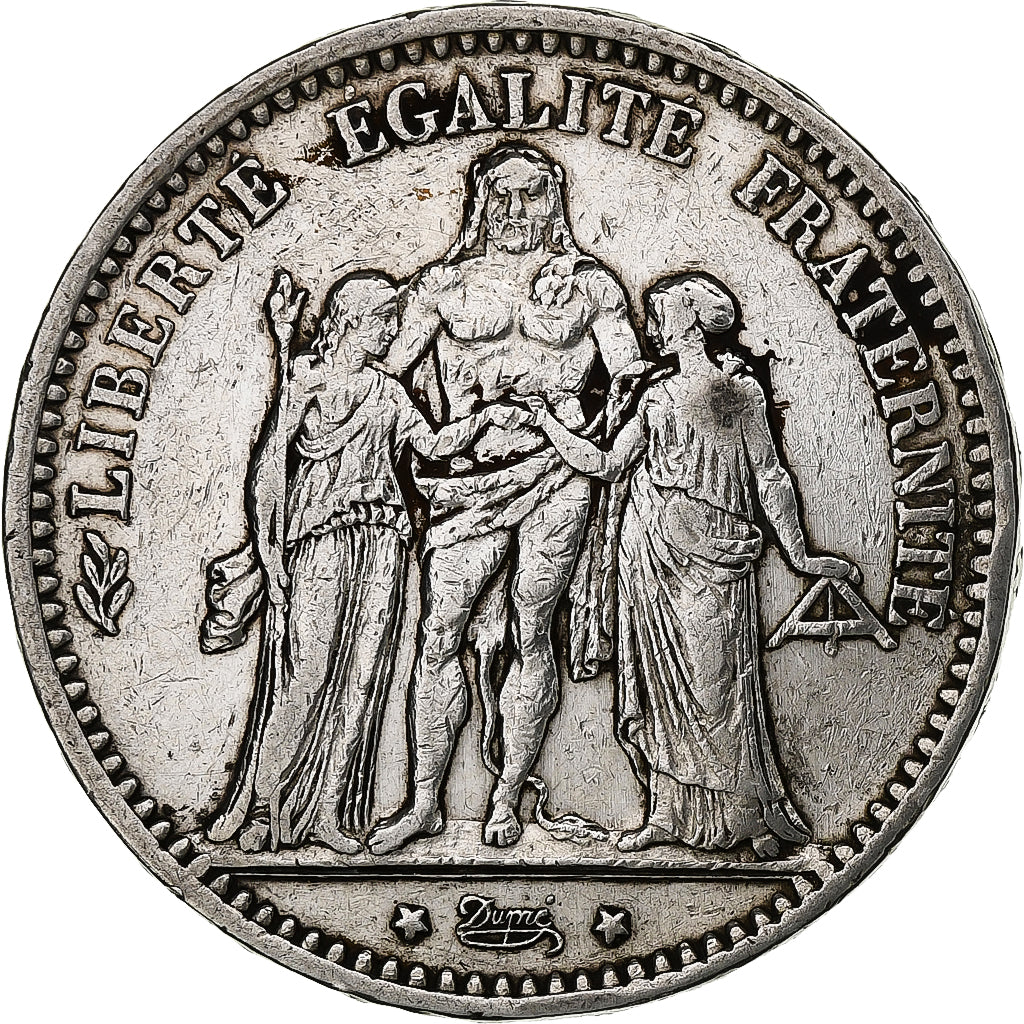 France, 5 Francs, Hercule, 1876, Paris, Silver, VF(30-35), Gadoury:745a