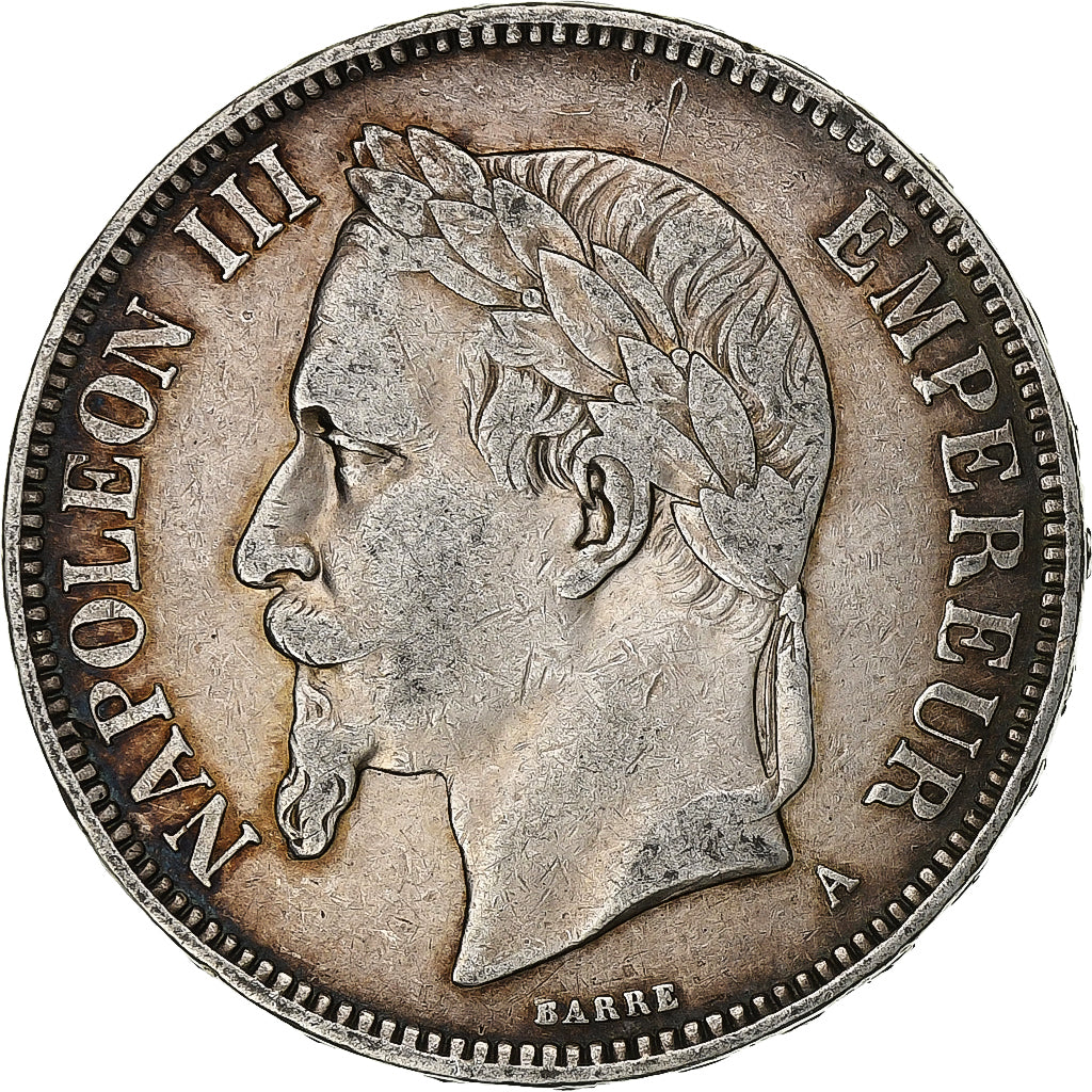France, Napoleon III, 5 Francs, 1870, Paris, Silver, EF(40-45), Gadoury:739