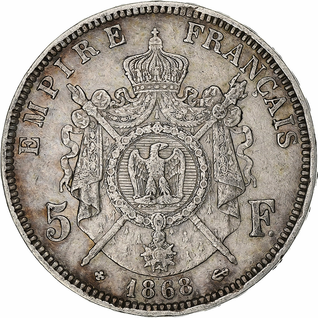 France, Napoleon III, 5 Francs, 1868, Strasbourg, Silver, EF(40-45)