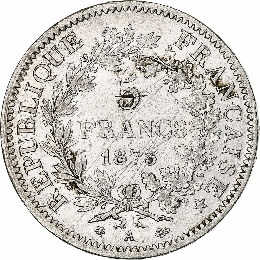 France, 5 Francs, Hercule, 1873, Paris, Silver, EF(40-45), Gadoury:745a