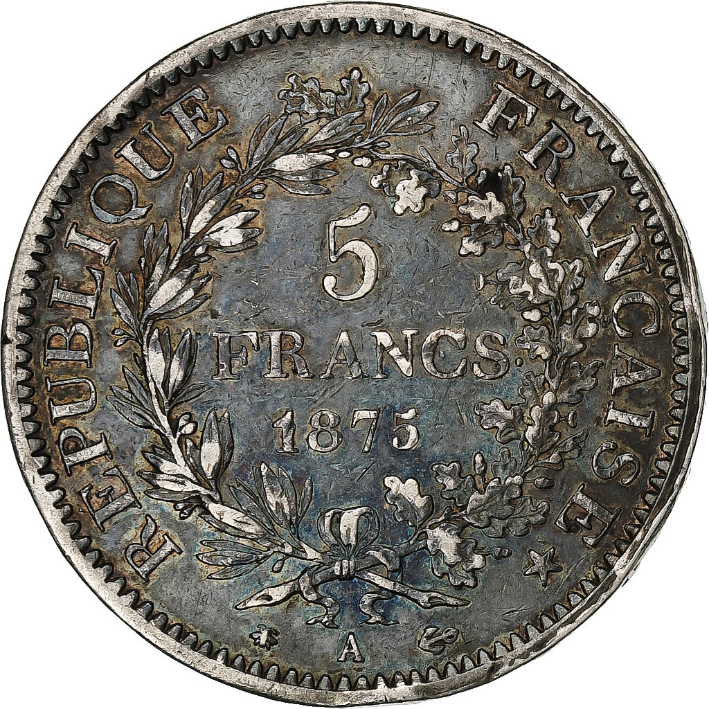 Frankreich, 5 Francs, Hercule, 1875, Paris, Silber, SS, Gadoury:745a, KM:820.1