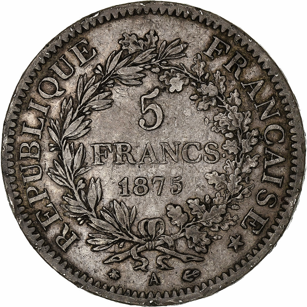 France, 5 Francs, Hercule, 1875, Paris, Silver, EF(40-45), Gadoury:745a