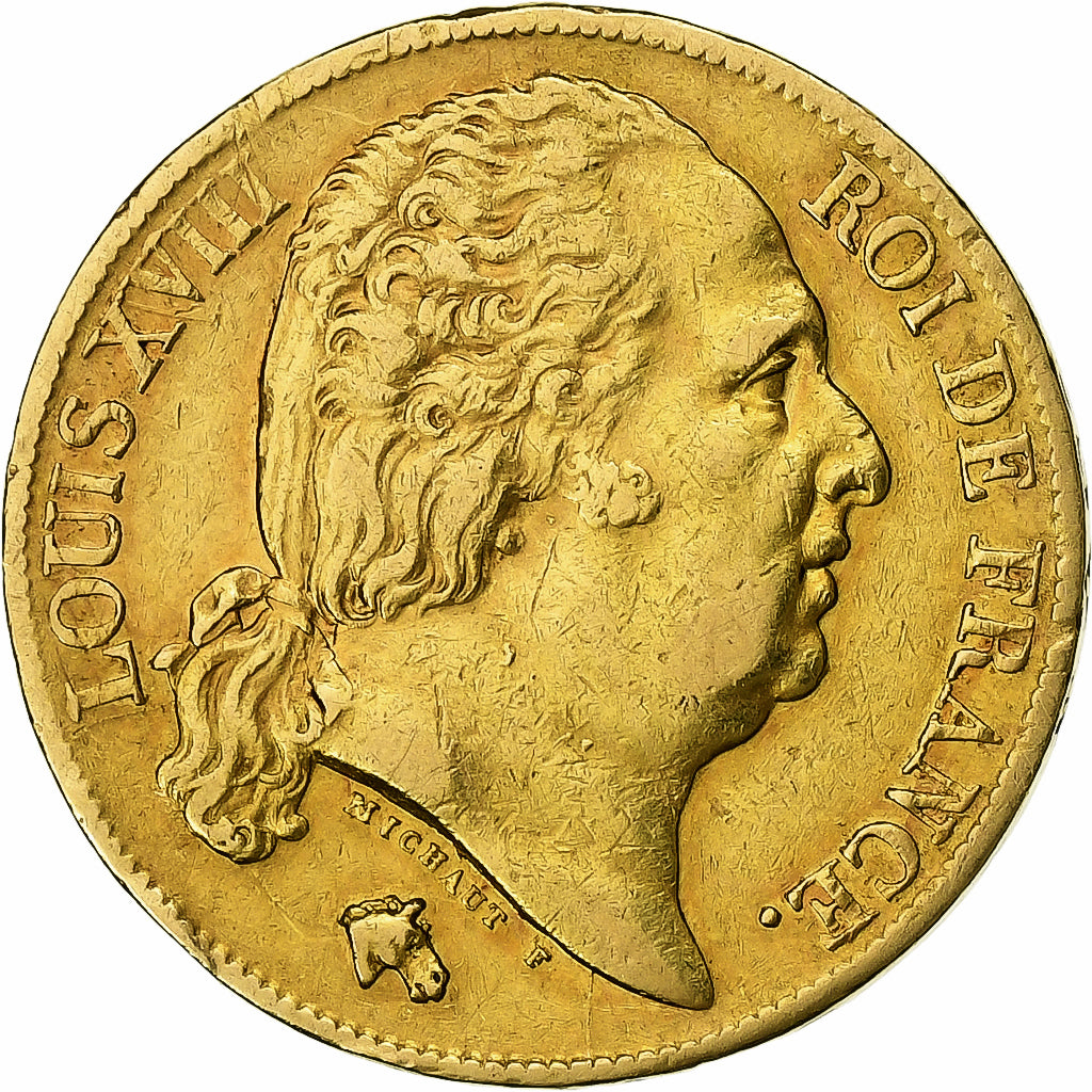 Frankreich, Louis XVIII, 20 Francs Or, 1818, Paris, Gold, SS, Gadoury:1028