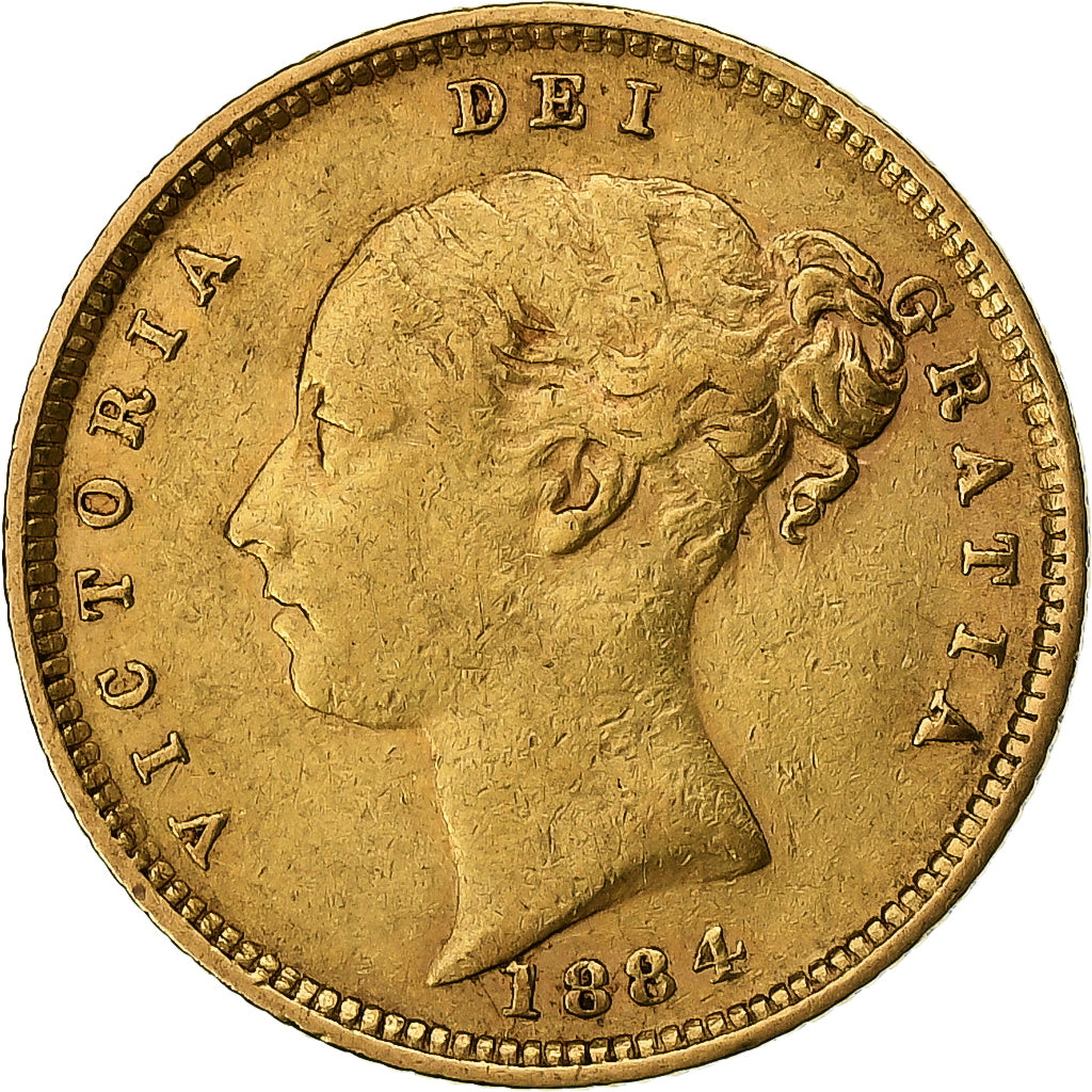 Great Britain, Victoria, 1/2 Sovereign, 1884, Gold, EF(40-45), KM:735.1
