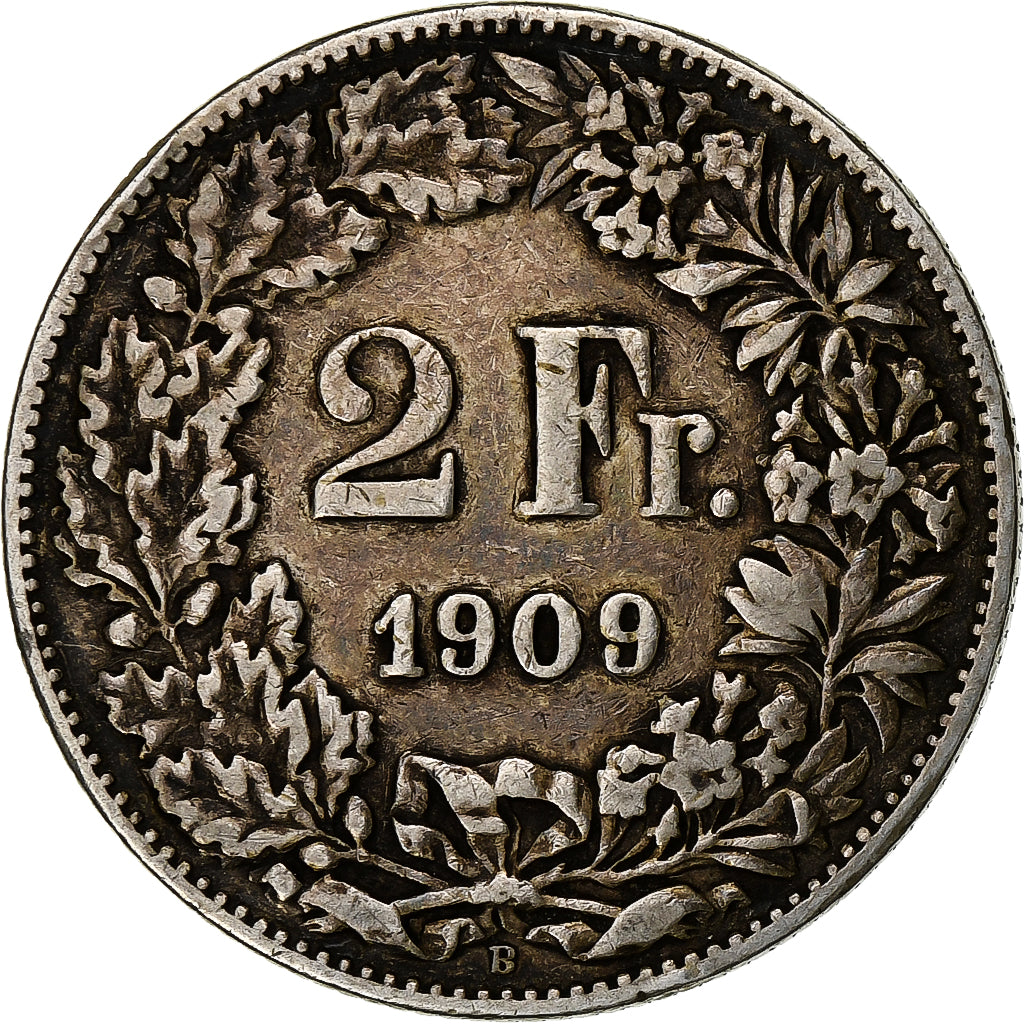 Switzerland, 2 Francs, 1909, Bern, Silver, EF(40-45), KM:21