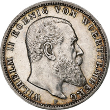 German States, WURTTEMBERG, Wilhelm II, 3 Mark, 1909, Freudenstadt, Silver