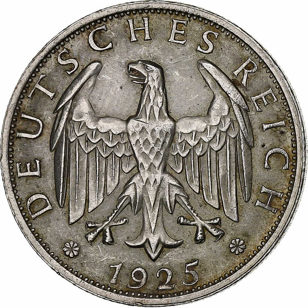 NIEMCY, REP. WEIMARSKA, 2 Mark, 1925, Berlin, Srebro, AU(50-53), KM:45