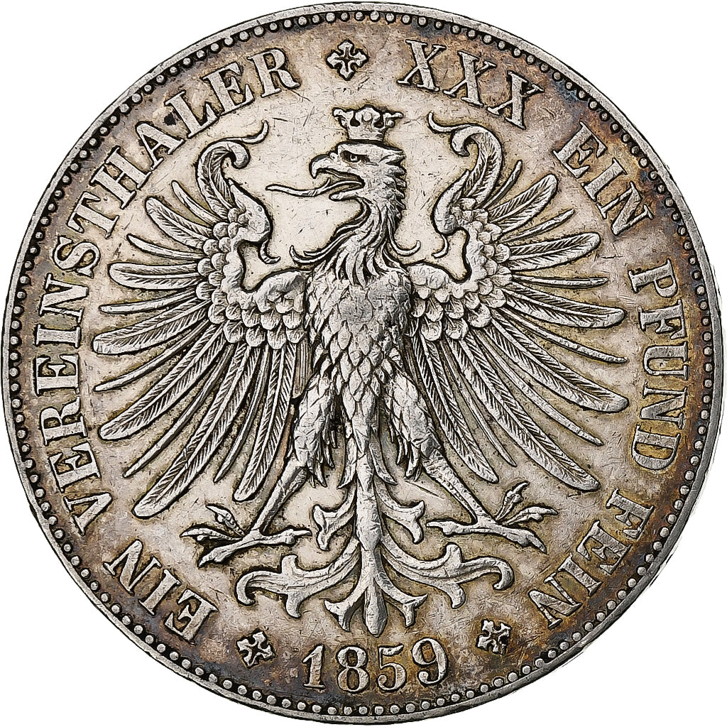 German States, FRANKFURT AM MAIN, Thaler, 1859, Frankfurt, Silver, AU(50-53)