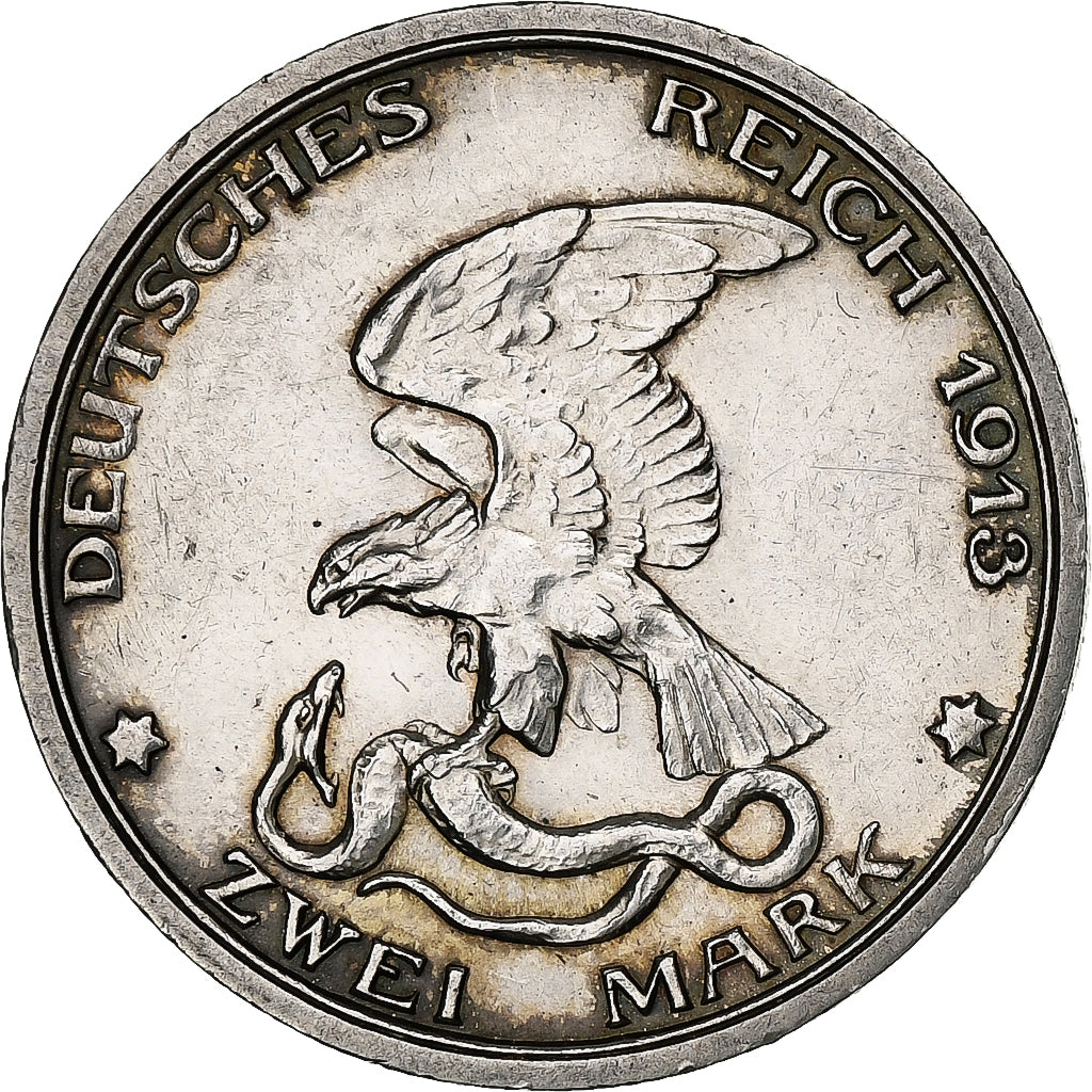 German States, PRUSSIA, Wilhelm II, 2 Mark, 1913, Berlin, Silver, AU(50-53)