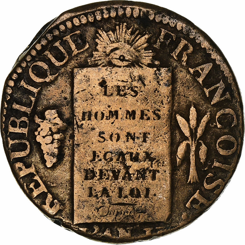 France, Sol aux balances françoise, 1793, Dijon, Copper, VF(20-25), Gadoury:19
