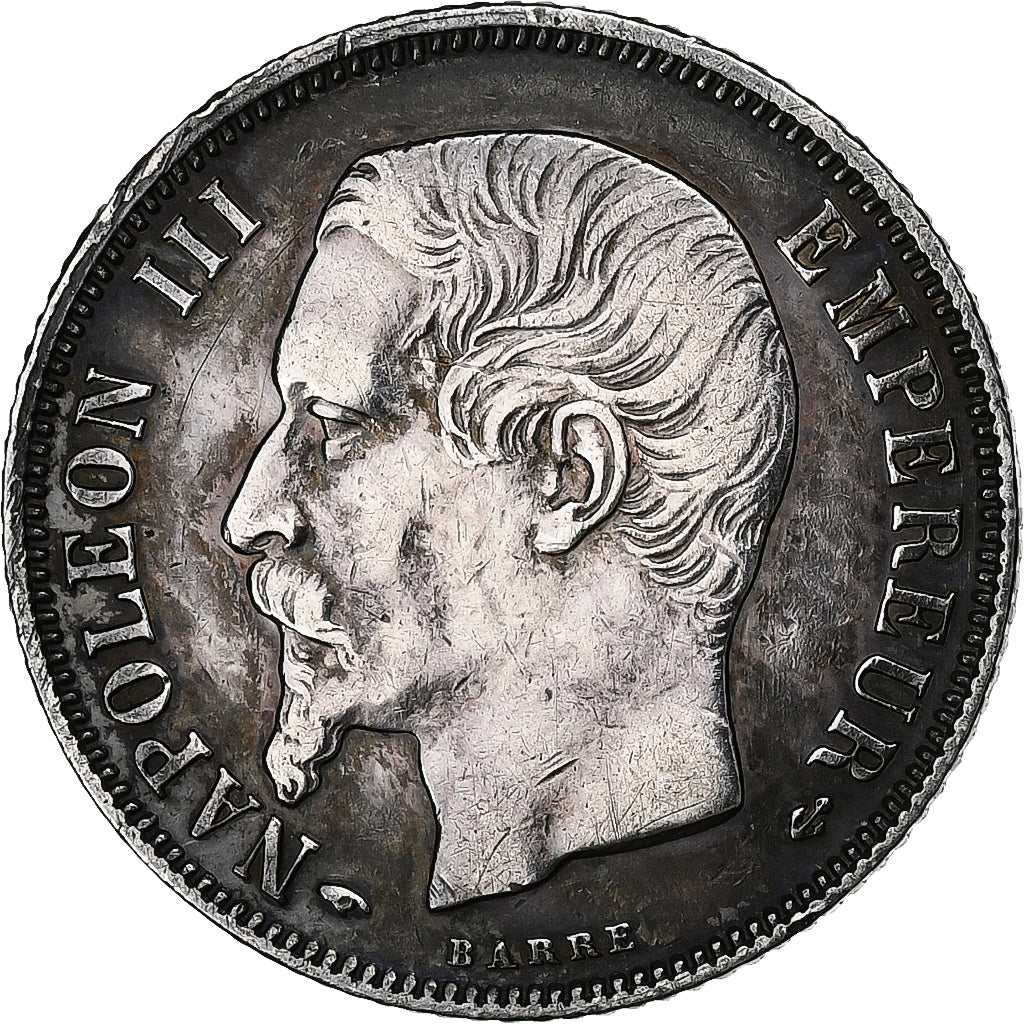 Francja, Napoleon III, Franc, 1859, Paris, Srebro, AU(50-53), Gadoury:460