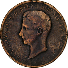 États italiens, NAPLES, Francesco II, 10 Tornesi, 1859, Naples, Cuivre, TB+