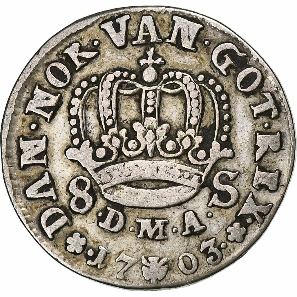 Danemark, Frederik IV, 8 Skilling, 1703, Copenhagen, Argent, TTB, KM:470