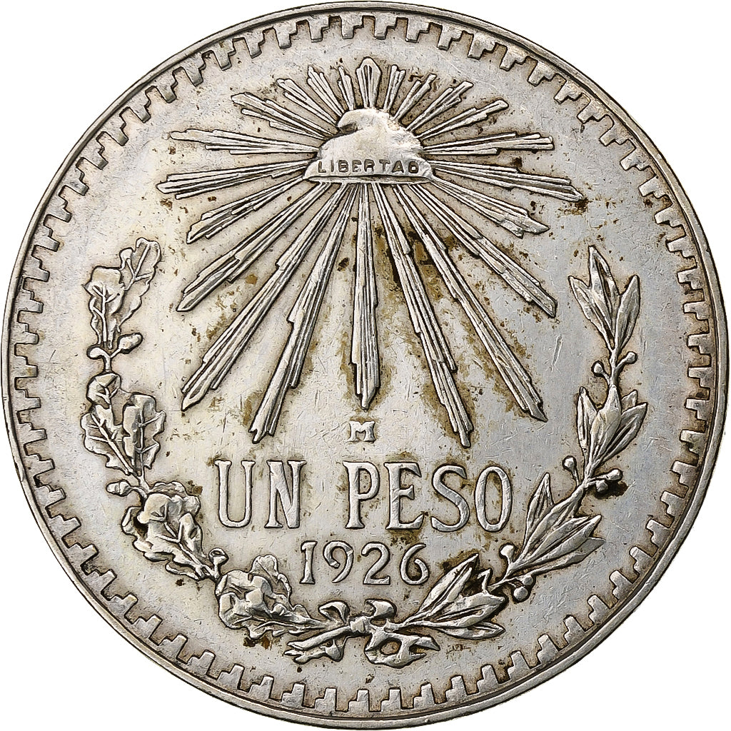 Mexico, Peso, 1926, Mexico City, Silver, EF(40-45), KM:455
