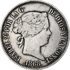 Espagne, Isabel II, Escudo, 1868, Argent, TB+, KM:626.1