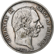 Danimarca, Christian IX, 2 Kroner, 1875, Copenhagen, Argento, BB+, KM:798.1