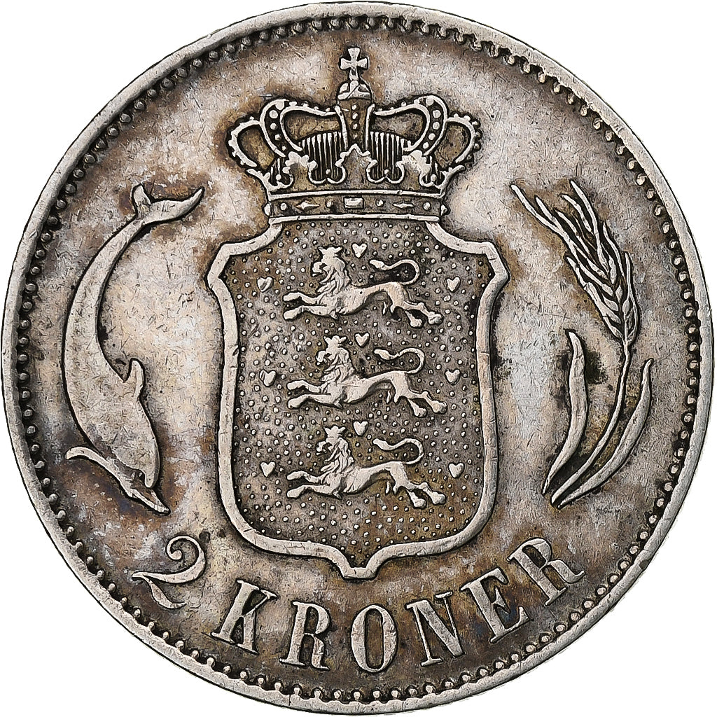 Dinamarca, Christian IX, 2 Kroner, 1875, Copenhagen, Plata, MBC+, KM:798.1