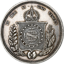 Brazil, Pedro II, 500 Reis, 1865, Silver, AU(50-53), KM:464
