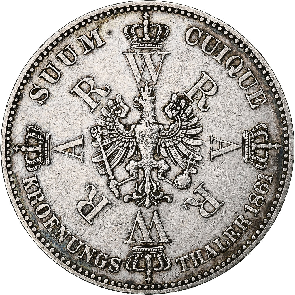 German States, PRUSSIA, Wilhelm I, Thaler, 1861, Berlin, Silver, EF(40-45)