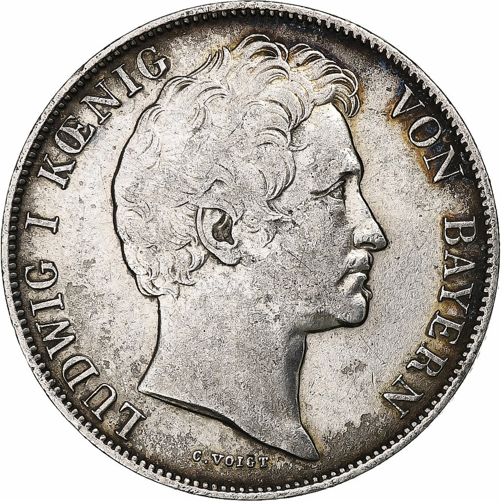 Stati tedeschi, BAVARIA, Ludwig I, Gulden, 1841, Argento, BB, KM:788