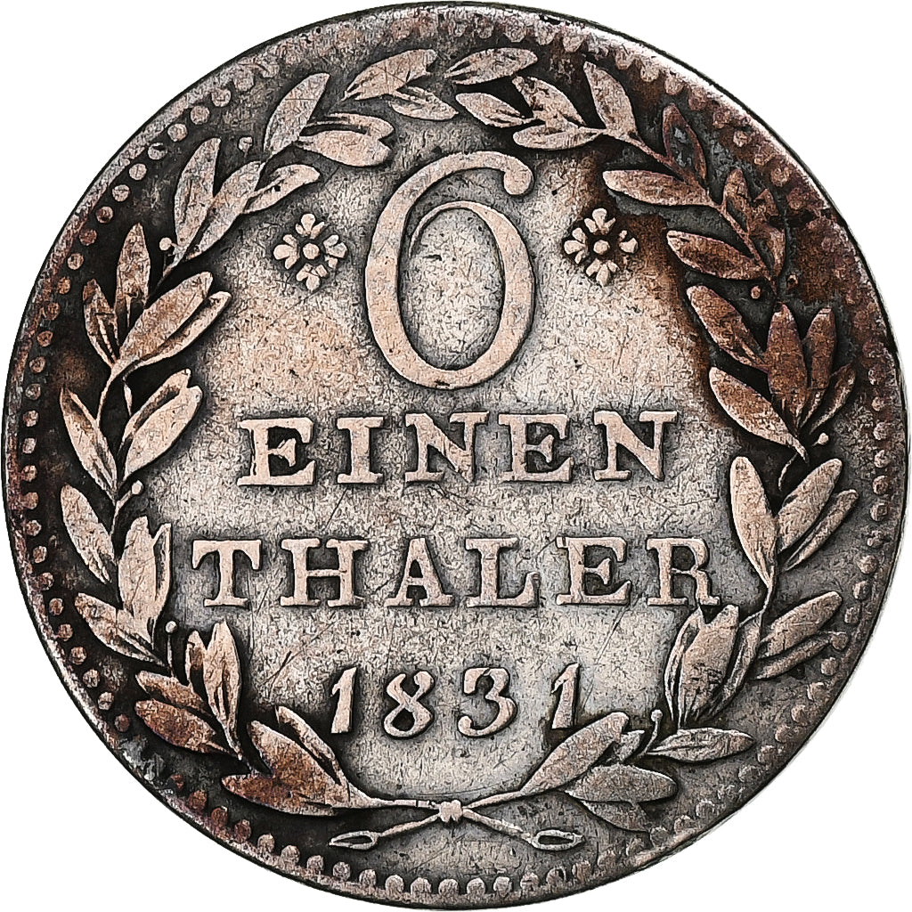 Stati tedeschi, HESSE-CASSEL, Wilhelm II, 1/6 Thaler, 1831, Argento, BB