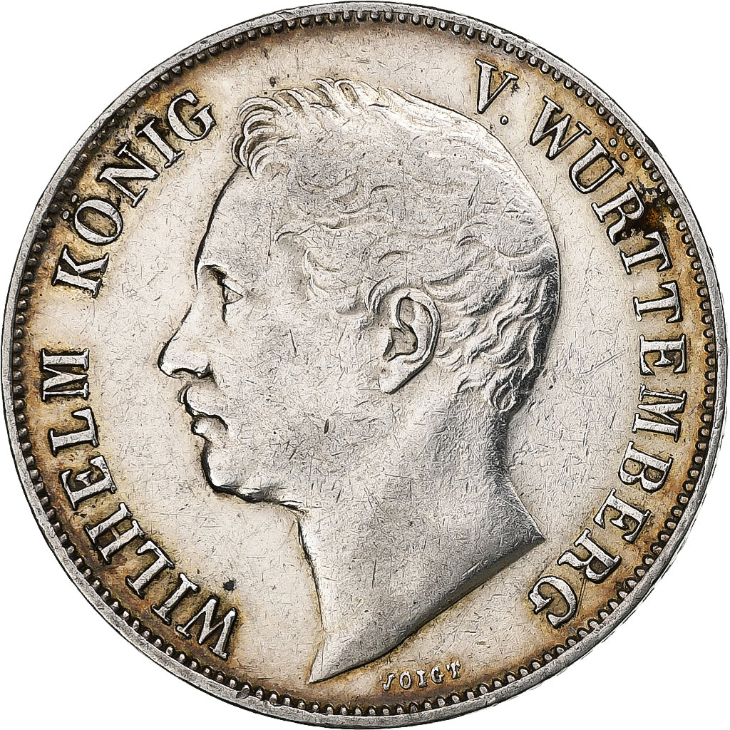 Estados alemanes, WURTTEMBERG, Wilhelm I, Gulden, 1850, Plata, MBC, KM:574