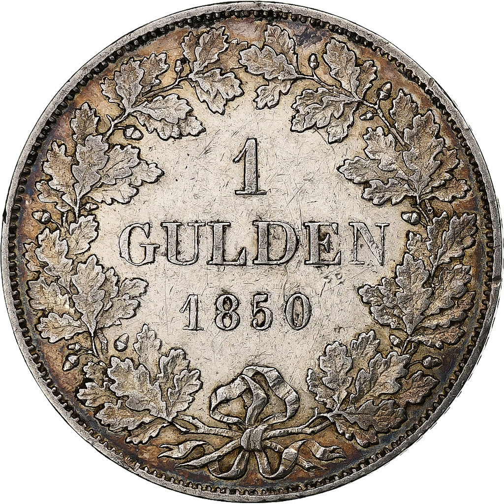 Estados alemanes, WURTTEMBERG, Wilhelm I, Gulden, 1850, Plata, MBC, KM:574