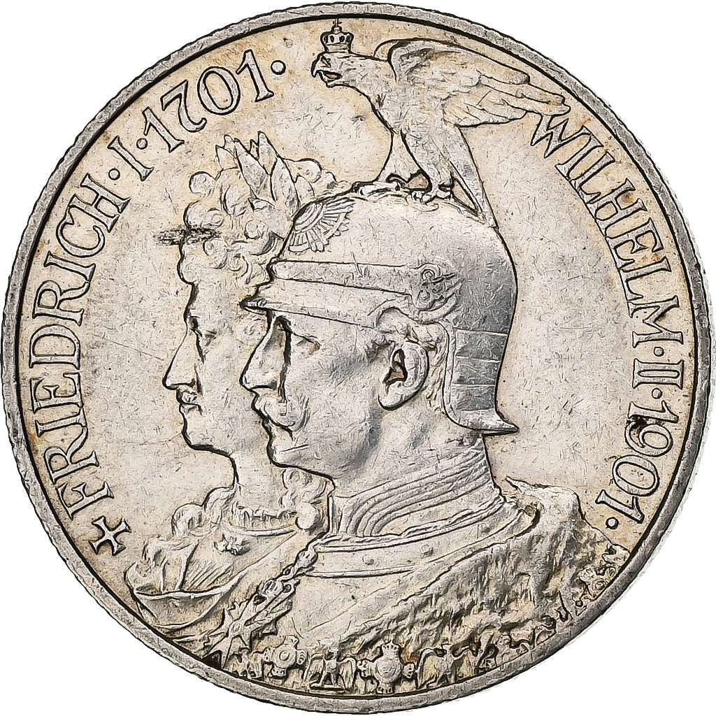 German States, PRUSSIA, Wilhelm II, 2 Mark, 1901, Berlin, Silver, AU(50-53)