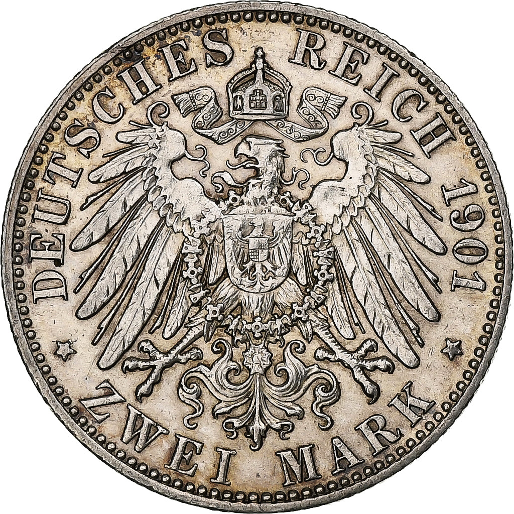 German States, PRUSSIA, Wilhelm II, 2 Mark, 1901, Berlin, Silver, AU(50-53)