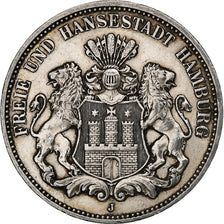 Deutsch Staaten, HAMBURG, 3 Mark, 1912, Hamburg, Silber, SS+, KM:620