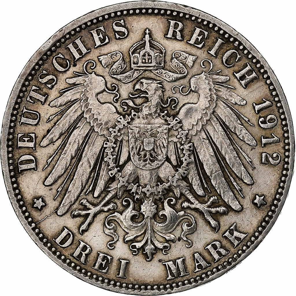 Deutsch Staaten, HAMBURG, 3 Mark, 1912, Hamburg, Silber, SS+, KM:620