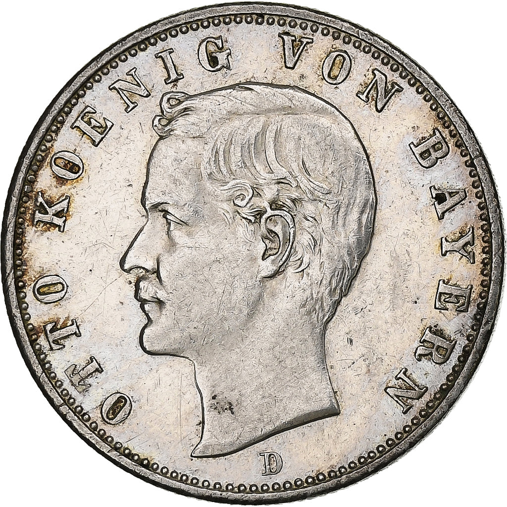 Estados alemanes, BAVARIA, Otto, 2 Mark, 1902, Munich, Plata, MBC+, KM:913
